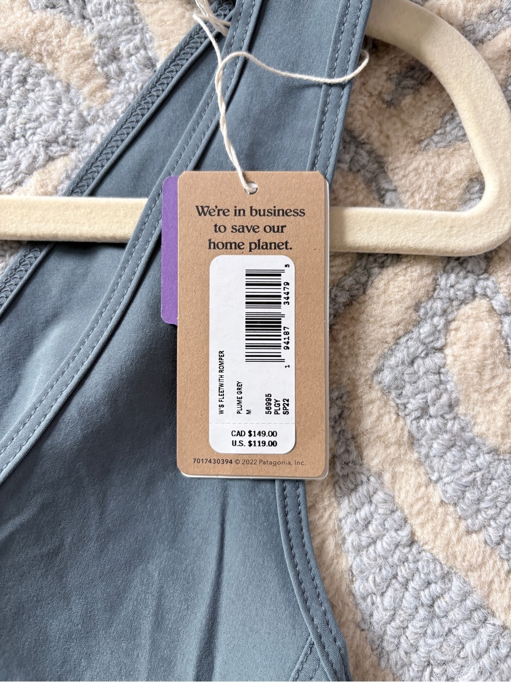 Patagonia Fleetwith Romper/Jumpsuit in Plume Blue-Grey NWT - Picture 7 of 14